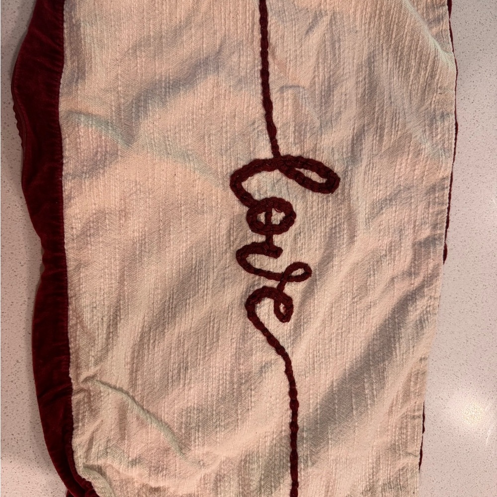 Pottery Barn Red and White Love Pillow Cover